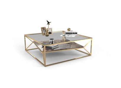 Moderner Marmor Wohnzimmer Couchtisch Luxus Edelstahl Tisch Glasplatte