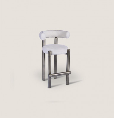 Designer Weißer Barhocker Mit Edelstahlfüßen Luxus Einsitzer Bar Möbel
