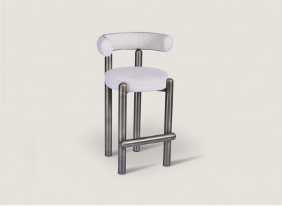 Designer Weißer Barhocker Mit Edelstahlfüßen Luxus Einsitzer Bar Möbel