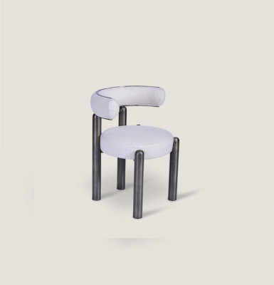 Designer Weißer Stuhl Esszimmer Stühle Polster Textil Einsitzer Metalfüße