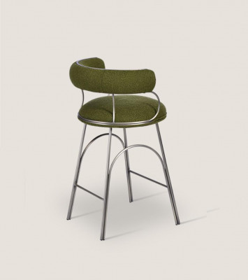 Olivengrüner Barhocker Luxus Lehnstuhl Designer Sessel Polster Möbel