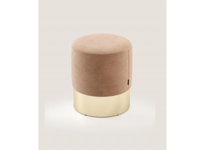 Beiger Fußhocker Designer Pouf Beistellhocker Polster Sitzmöbel Textil