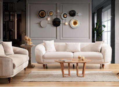 Sofa Couch Samt Polster Sitz 321 Sitzer Garnitur Design Holz Sofas Neu