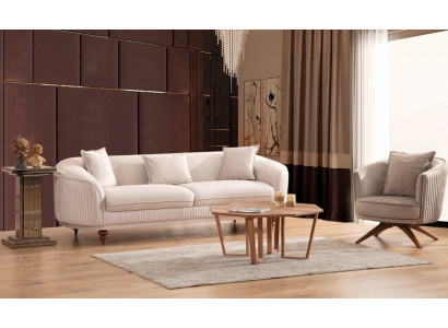 Sofa 3 Sitzer Elegantes Sessel Modern Luxus Design Holz Möbel Polster