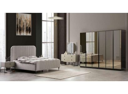 Bett 2x Nachttische Schlafzimmer Set Design Modern Luxus Set 5 tlg.