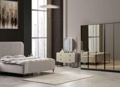 Bett 2x Nachttische Schlafzimmer Set Design Modern Luxus Set 5 tlg.