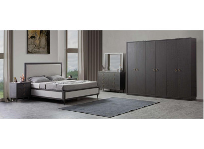 Schlafzimmer Set Modern Luxus Bett 2x Nachttische Kommode mit Spiegel
