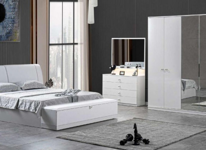 Bett 2x Nachttische Schlafzimmer Weiß 5 tlg. Designer Luxus Möbel Holz