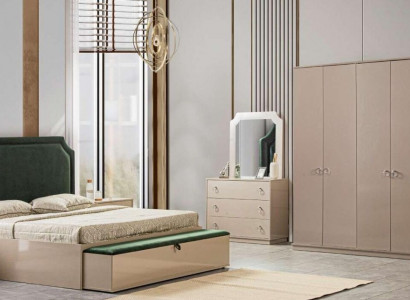 Bett 2x Nachttische 5 tlg. Schlafzimmer Set Design Luxus Modern Polster