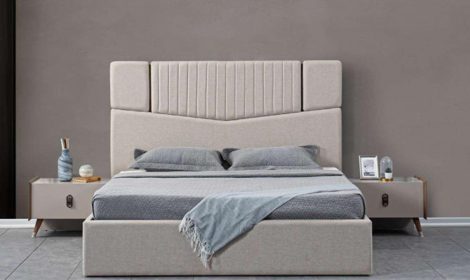 Bett 2x Nachttische 5tlg. Schlafzimmer Doppelbett Design Möbel Neu Set