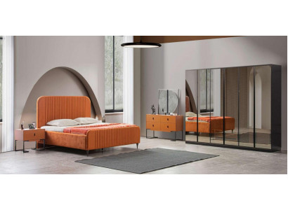Komplettes Schlafzimmer Bett 2x Nachttische 5tlg. Modern Set Luxus Neu