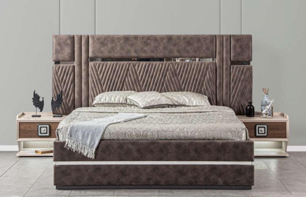 Bett 2x Nachttische 5tlg Schlafzimmer Design Modern Luxus Möbel Neu