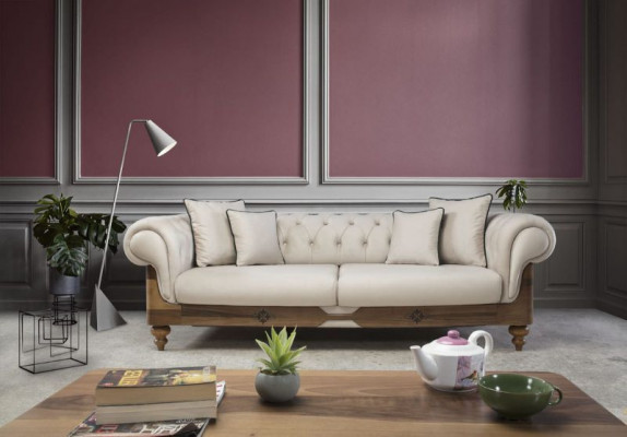 Moderne Zwefarbige Chesterfield Sofagarnitur 3+3+1 Sitzer Luxus Möbel