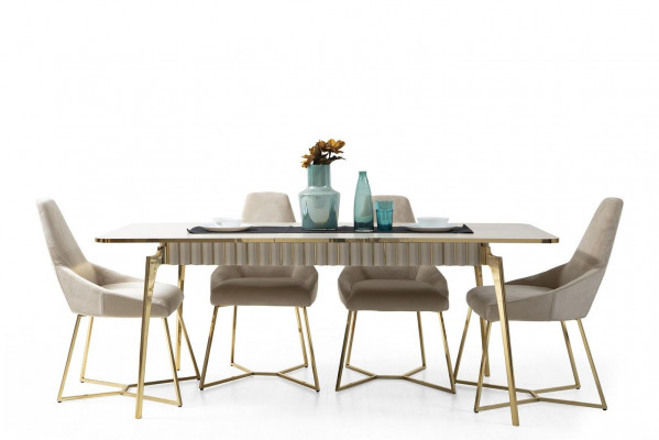 Stilvolle Esszimmer Garnitur Luxus Set Designer Esstisch mit 6x Stühlen