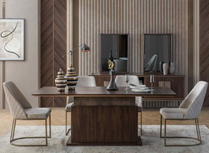 Esszimmer Möbel Luxus Set Esstisch 4x Stühle Modernes Design Holz Stil