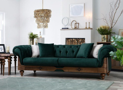 Grüner Chesterfield Dreisitzer Couch Wohnzimmer Sofas Sitzmöbel Couch