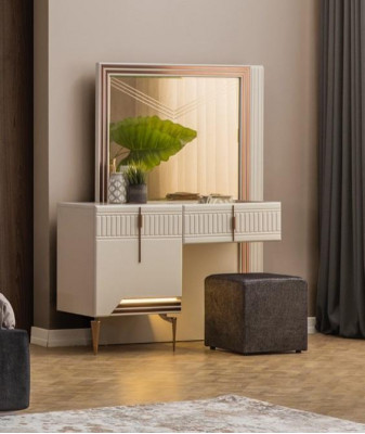 Luxus Möbel Designer Schminktisch mit Spiegel Hocker Neu Schlafzimmer