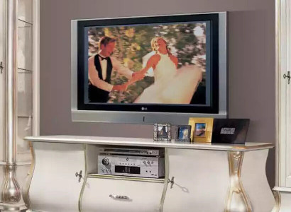 TV-Ständer Luxuriöses klassisches weißes Holz neu im Wohnzimmer