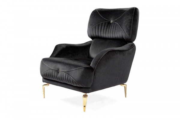Exklusiver Textilsessel Schwarz Einzelsofa Moderne Polsterung neu