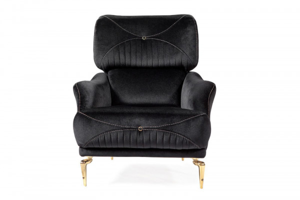 Exklusiver Textilsessel Schwarz Einzelsofa Moderne Polsterung neu
