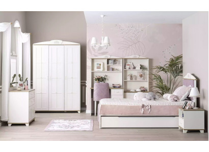 Komplete Jugendbett Kindermöbel Kinderzimmer Bett Holz Rosa Set 8tlg