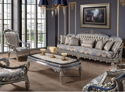 Chesterfield Sitzgruppe Sofagarnitur 3+1+1 Sitzer Luxus Textil Couchen