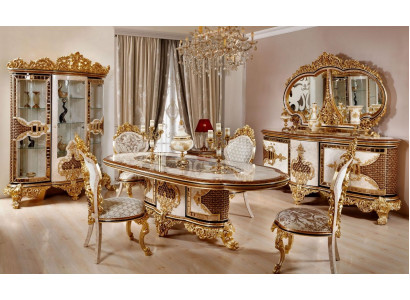 Luxus Weiße Klassisches Esszimmer Garnitur Esstisch 6x Stühle Kommode