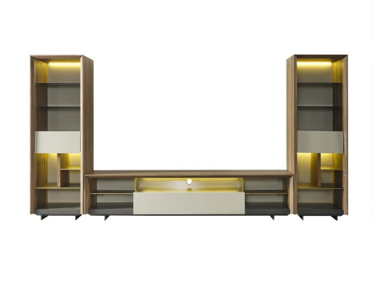 Wohnwand RTV Lowboard TV Ständer Sideboard Schrank 3tlg Holz Braun