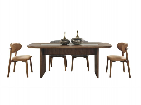 Garnitur Esszimmer Essgruppe Essecke Esstisch Set 7tlg Braun Holz Neu