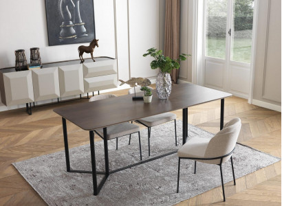 Esszimmer Essecke Essgruppe Esstisch Set 7tlg Holz Braun Stühle Modern