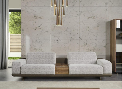 Viersitzer Sofa Couch 4 Sitzer Grau Stoff Modern Stoffsofa Polstersofa