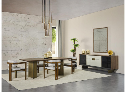 Essecke Essgruppe Garnitur Esstisch Set 9tlg Esszimmer Braun Holz Neu