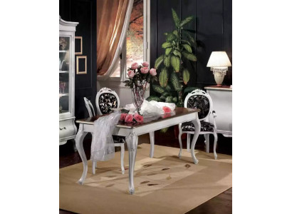 Design Esszimmer Holzmöbel 4x Stuhl weiß Tisch Essgruppe Essgarnitur Set 5tlg