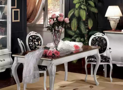 Design Esszimmer Holzmöbel 4x Stuhl weiß Tisch Essgruppe Essgarnitur Set 5tlg