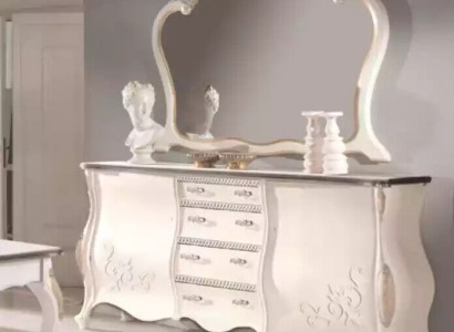 Sideboard mit Spiegel Wohnzimmer Anrichte Holz Möbel Design Weiß Neu