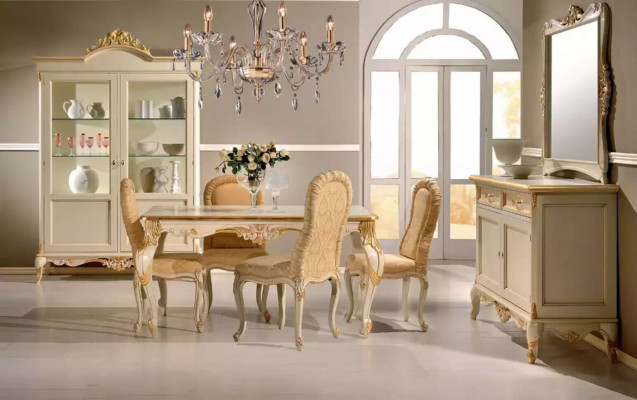 Klassischer Esstisch Tisch Holz Esszimmer Garnitur 4x Stühle Set 5 tlg