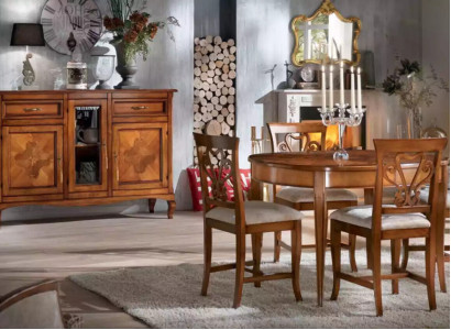 Esszimmer Garnitur 4x Stühle Esstisch Gruppe Essgruppe Sideboard 6tlg