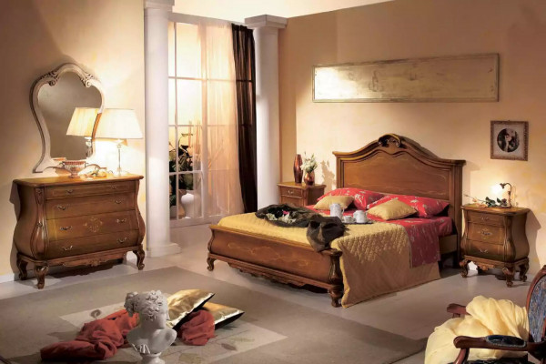 Schlafzimmer Kommode mit Spiegel Luxus klassische Möbel Set 2tlg Holz