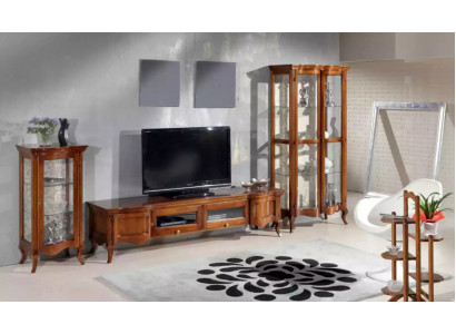 Italienische Stil Möbel Wohnzimmer 3tlg. Set Klassische 2x Vitrine Braun