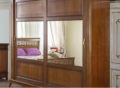 Schlafzimmermöbel Kleiderschrank mit Spiegel Massivholz Design Italien