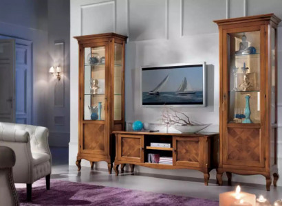 Wohnzimmer TV-Ständer 2x Vitrine 3tlg. Neu Wohnzimmermöbel Set Designer