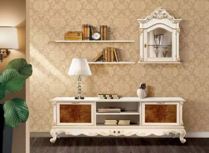 Wohnwand Regale Wohnzimmer Holz Weiß Wandvitrine Wand Regale Italy Neu