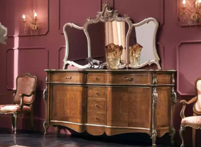 Sideboard mit Spiegel Wohnzimmer Anrichte Möbel Design Schrank Braun Neu