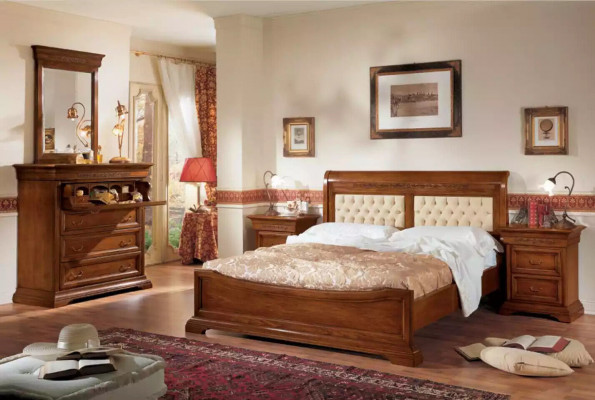 Schlafzimmer Komplett Bett 2x Nachttische Set Luxus Möbel 3tlg. Braun