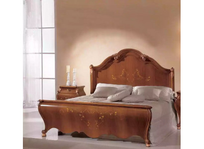 Bett Holzdoppelbett im klassischen Stil Luxus Design Schlafzimmer Betten