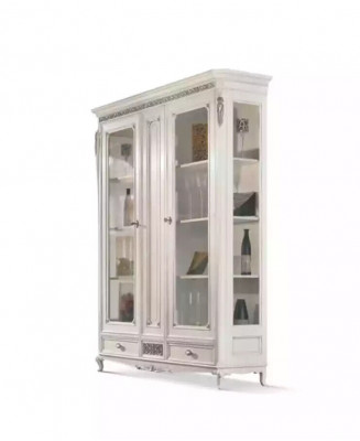 Klassische Vitrine Wohnzimmer Vitrinenschrank Weiß Glasvitrine Neu