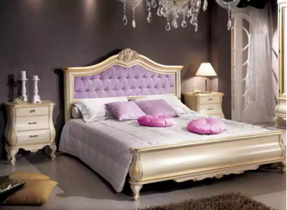 Bettdesign Luxuriöses Chesterfield Doppelbett für Schlafzimmer Holzmöbel Bett