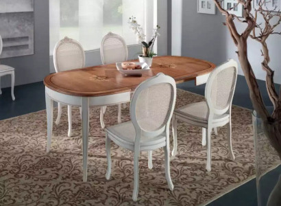 Italienische Möbel Designer Holz Tisch Sitz Polster Ess Zimmer 4x Stühle