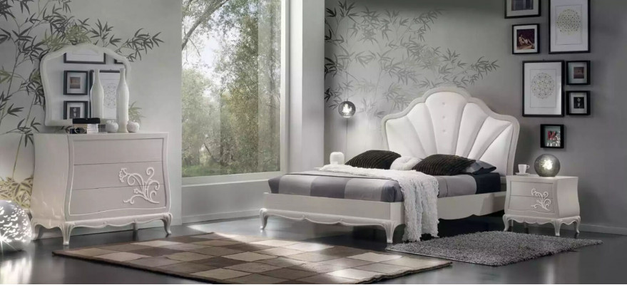Schlafzimmer 3 tlg. Set Bett 2x Nachttische Modern Design Grau Betten