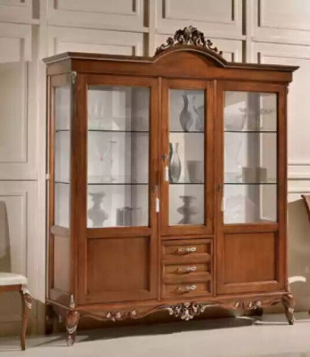 Vitrine Holz Schrank Klassische Vitrinen Holz Design Wohnzimmer Glas